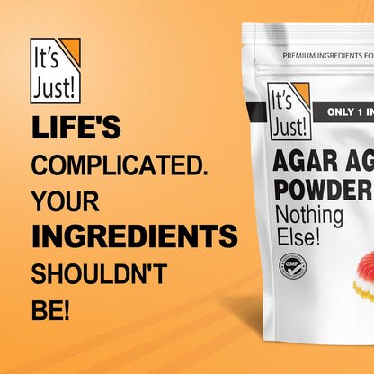 It's Just - Agar Agar Powder 6oz Single Ingredient Vegan Gelatin for Clutter Free Minimalist Pantry