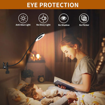 iZELL LED Clip-On Reading Lamp for Kids – Child-Safe Bedside Book Light for Bedroom, Headboard, and Bunk Bed, Eye-Protection Soft Glow