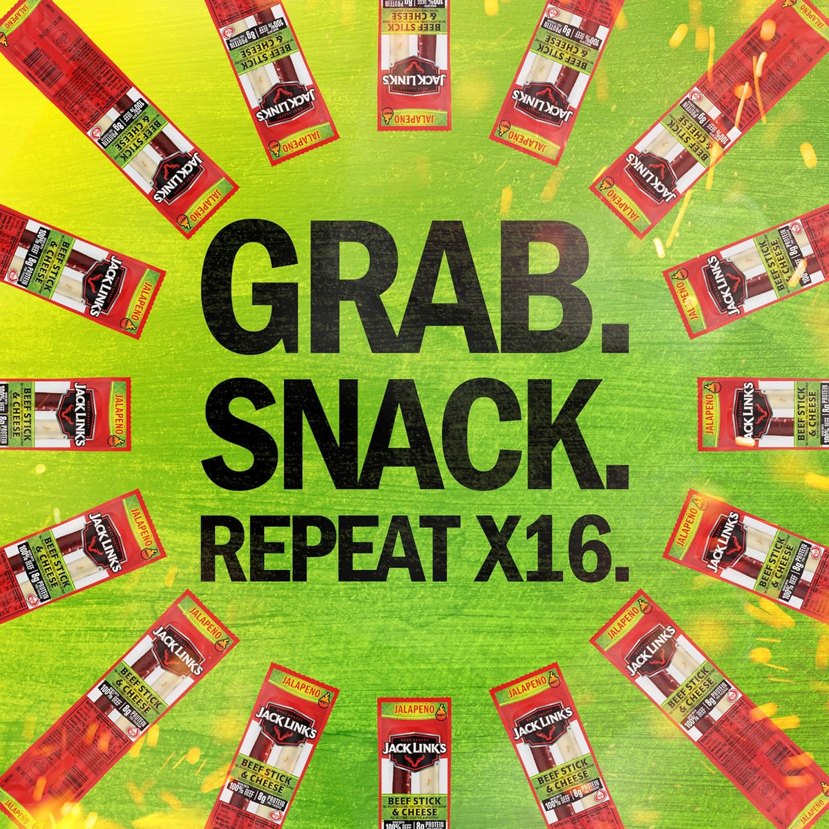 Jack Link's Jalapeno Beef & Cheese Combo – No Refrigeration Lunchbox Snack for Kids, 16 Count