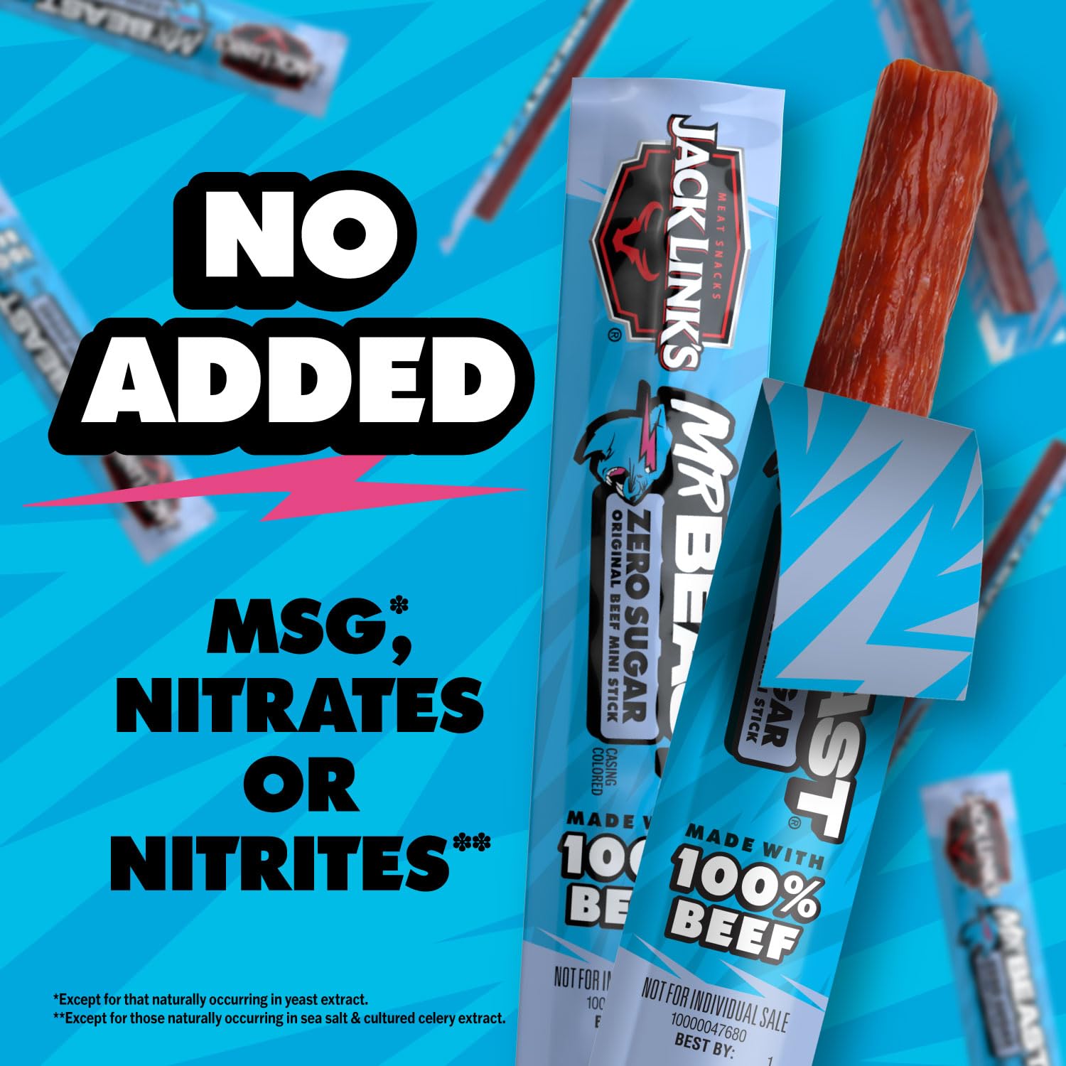 Jack Link's x MrBeast Zero Sugar Mini Beef Sticks – Cool Stocking Stuffer Gift for Tweens and Teens, 12 Pack