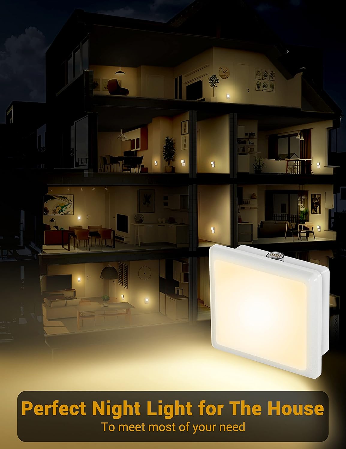 JandCase Color-Changing Night Light Plug-in – Amber and Blue Soft LED for Kids' Room, Nursery Adjacent Hallway, and Bathroom