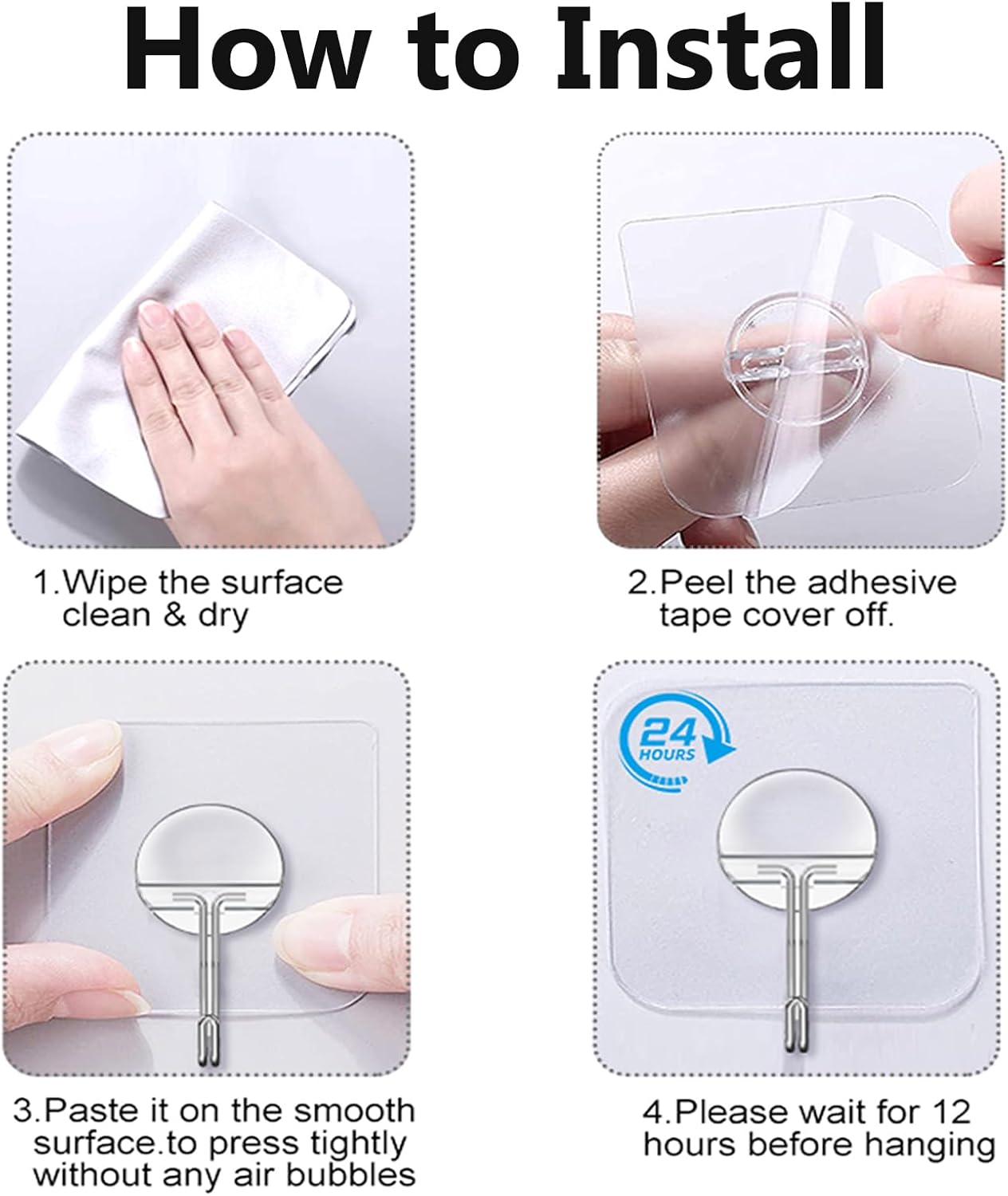 JINSHUNFA Adhesive Wall Hooks – Stylish Towel Hook for Cozy Bathroom Decor, Transparent