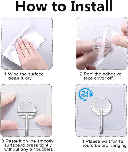 JINSHUNFA Adhesive Wall Hooks – Stylish Towel Hook for Cozy Bathroom Decor, Transparent