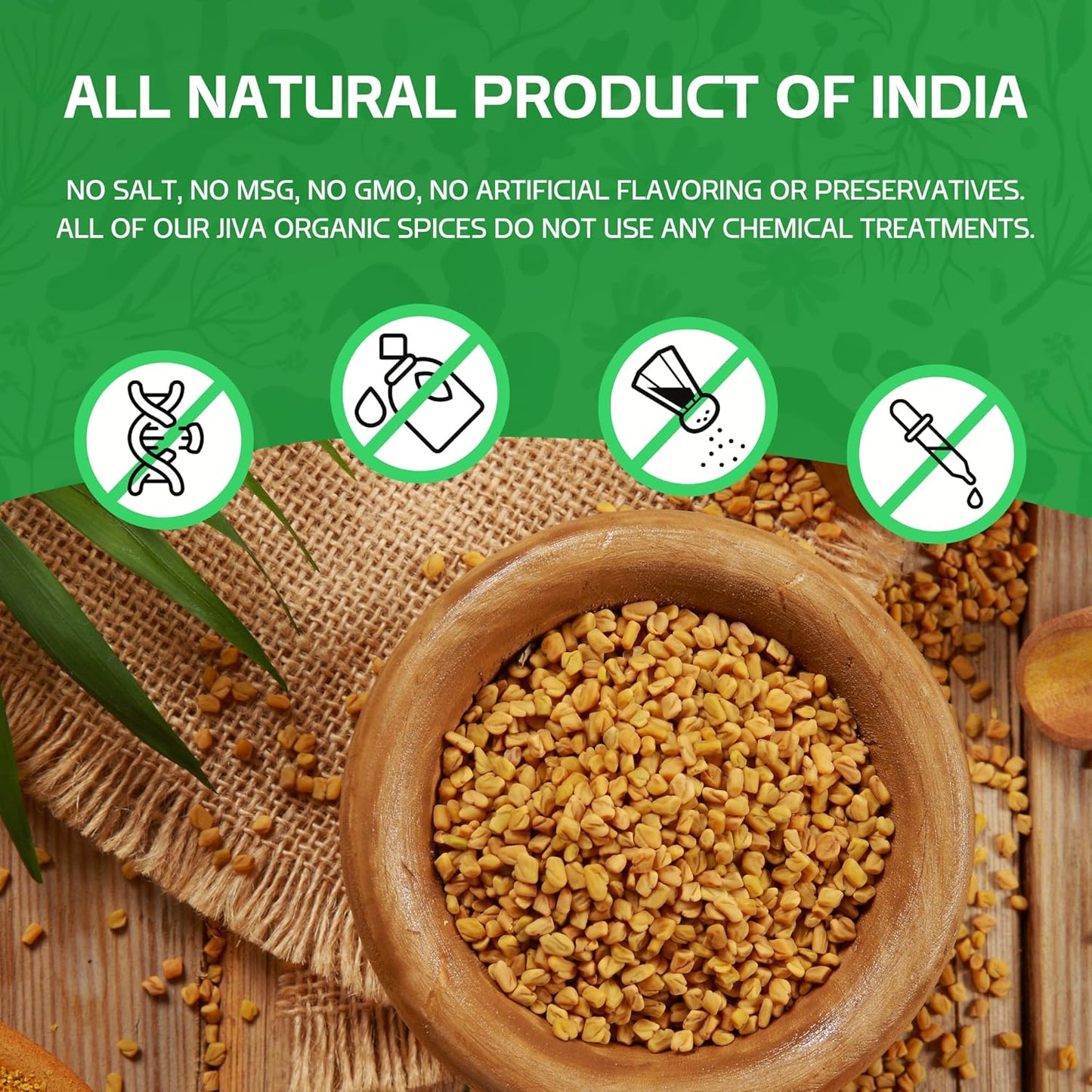 Jiva Organic Fenugreek Seeds 7 Ounce – Whole Methi Seeds for Hormone Health, Overnight Beauty Water & Self-Care Reset