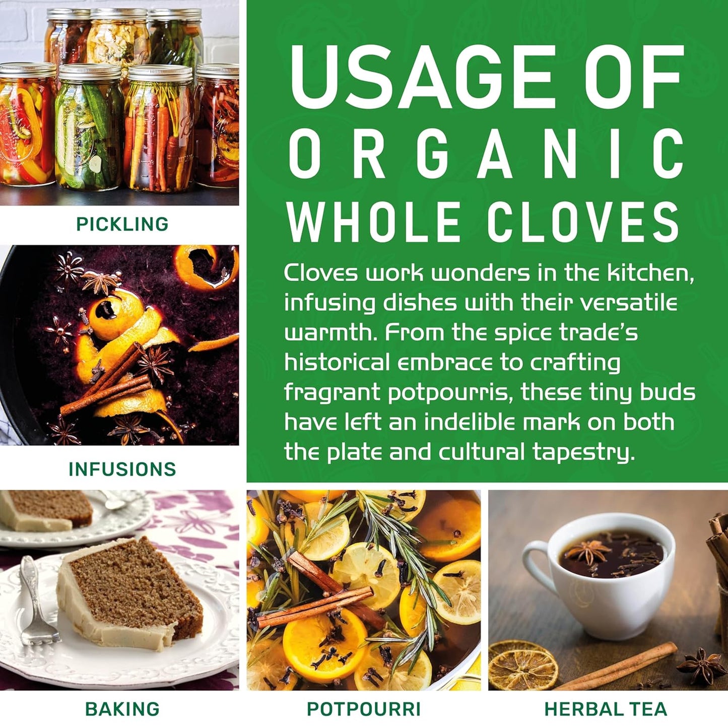 Jiva Organic Whole Cloves – Valentine's Day Gift for Tea Lovers, Aromatic Whole Buds, 3.5 oz