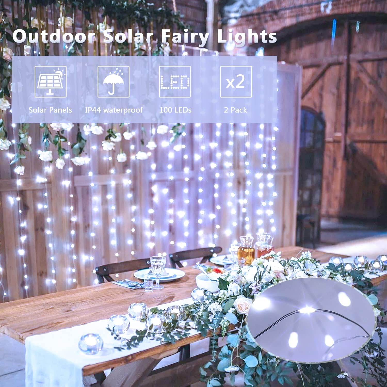 JMEXSUSS 33FT Solar Fairy Lights 2 Pack, Memorable Wedding Shower and Engagement Gift for the Bride-to-Be Decorating Outdoors