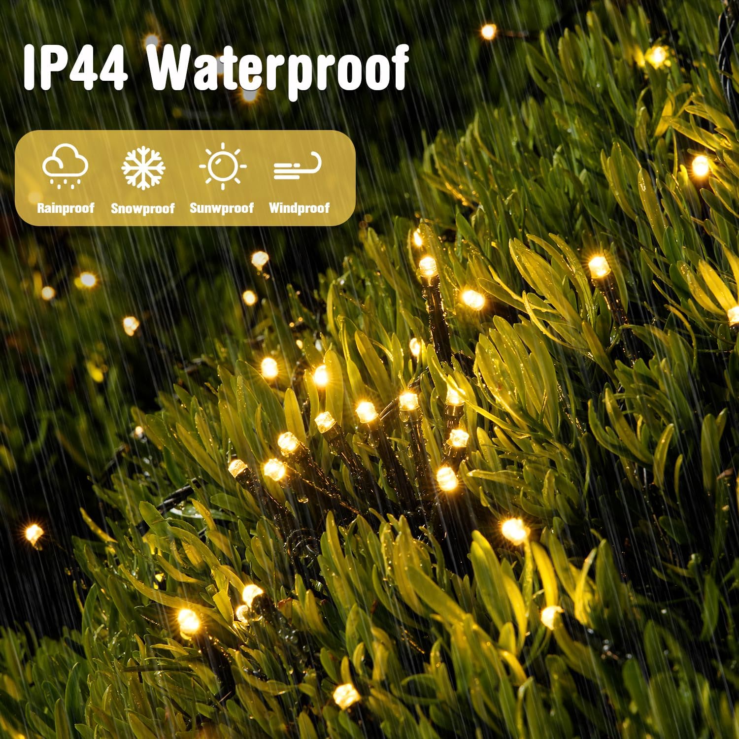 JMEXSUSS 8 Mode Fairy Lights – Year-Round Ambient Bedroom Perimeter Lighting, 200 LED Warm White on Green Wire