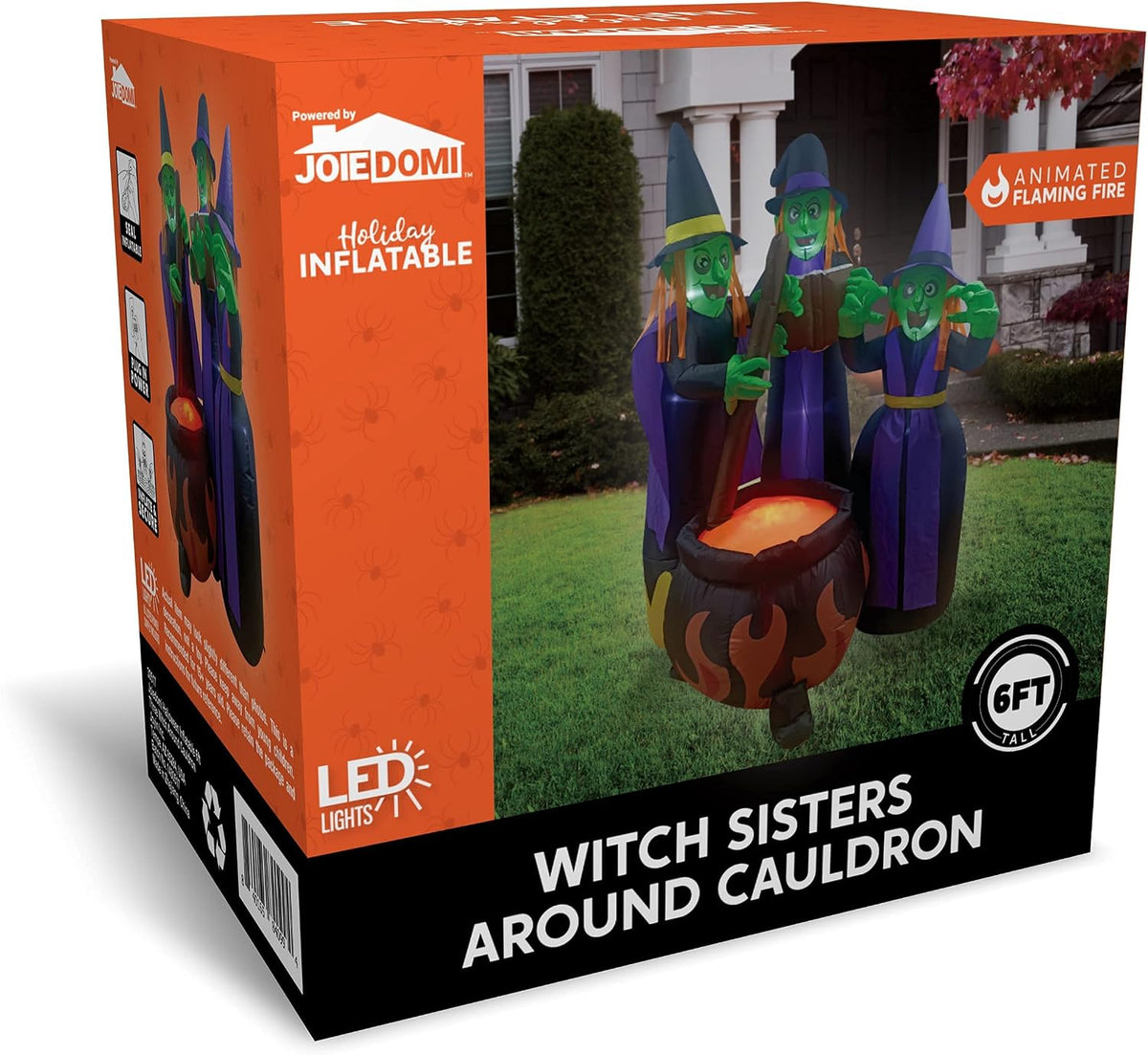 Joiedomi 6FT Halloween Blow Up Witch Cauldron Yard Decoration – Smokeless Flame Effect Inflatable for Pet-Safe Indoor Outdoor Halloween Night