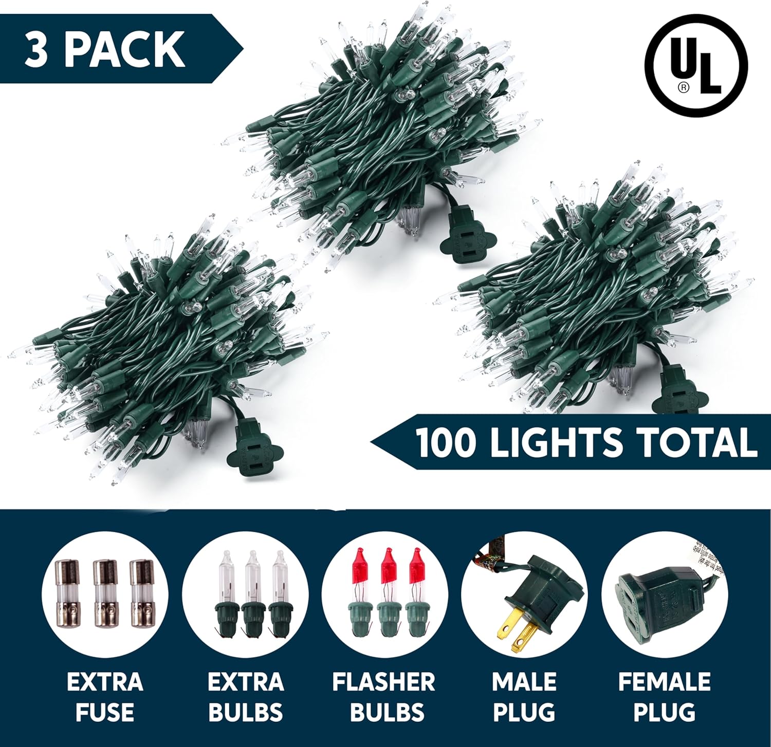 Joiedomi Heavy-Duty Outdoor Christmas Lights – 300 Mini Bulbs on Green Wire for Pergola, Gazebo, and Long Driveway Lighting, Connect Up to 5 Sets