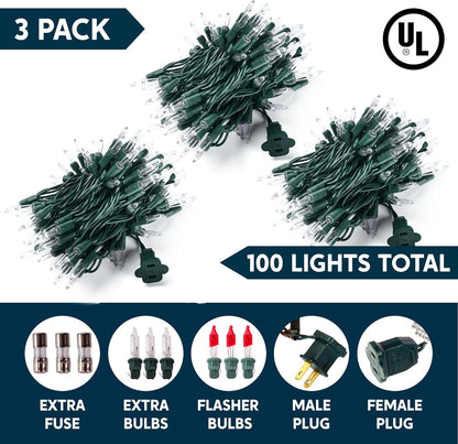 Joiedomi Heavy-Duty Outdoor Christmas Lights – 300 Mini Bulbs on Green Wire for Pergola, Gazebo, and Long Driveway Lighting, Connect Up to 5 Sets