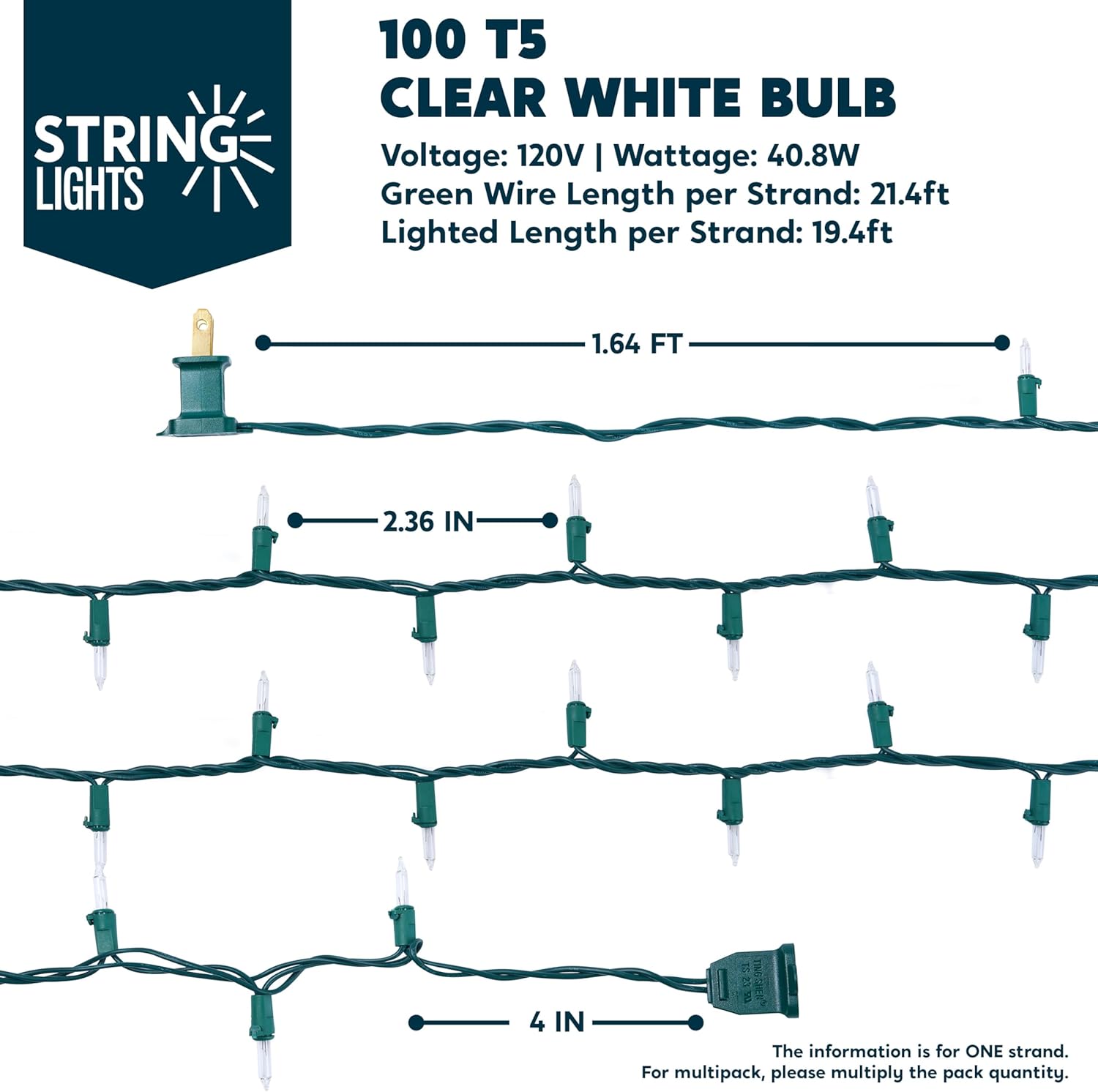 Joiedomi Heavy-Duty Outdoor Christmas Lights – 300 Mini Bulbs on Green Wire for Pergola, Gazebo, and Long Driveway Lighting, Connect Up to 5 Sets