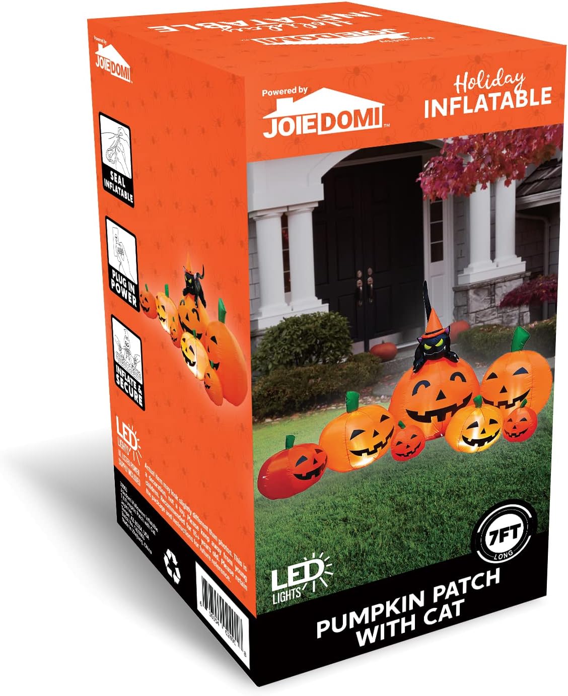 Joiedomi Safe Outdoor Halloween Inflatables 7FT Pumpkin – Reinforced Seams and Certified Plug for Nighttime Yard Use