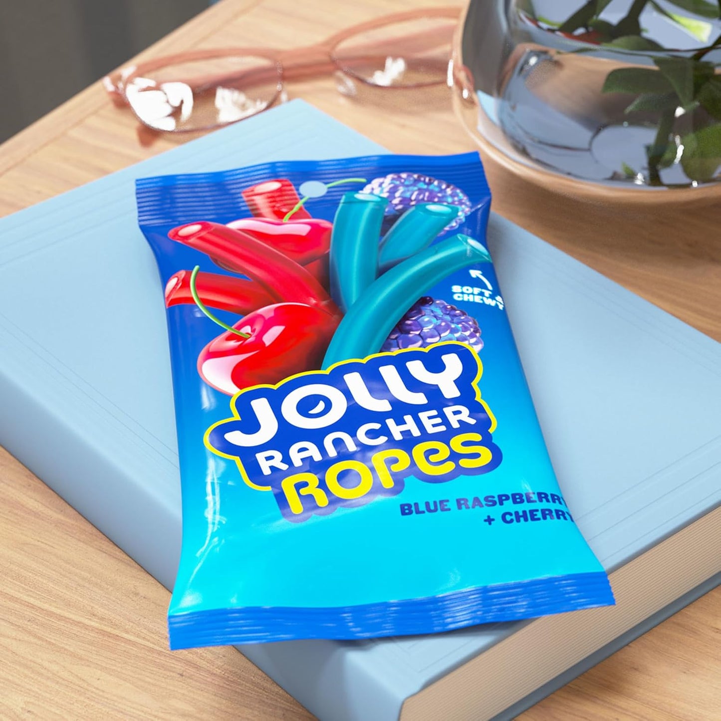 JOLLY RANCHER Ropes Blue Raspberry and Cherry Flavored Candy for Kids Trick-or-Treat Bowl Filler, 6 oz Resealable Bag