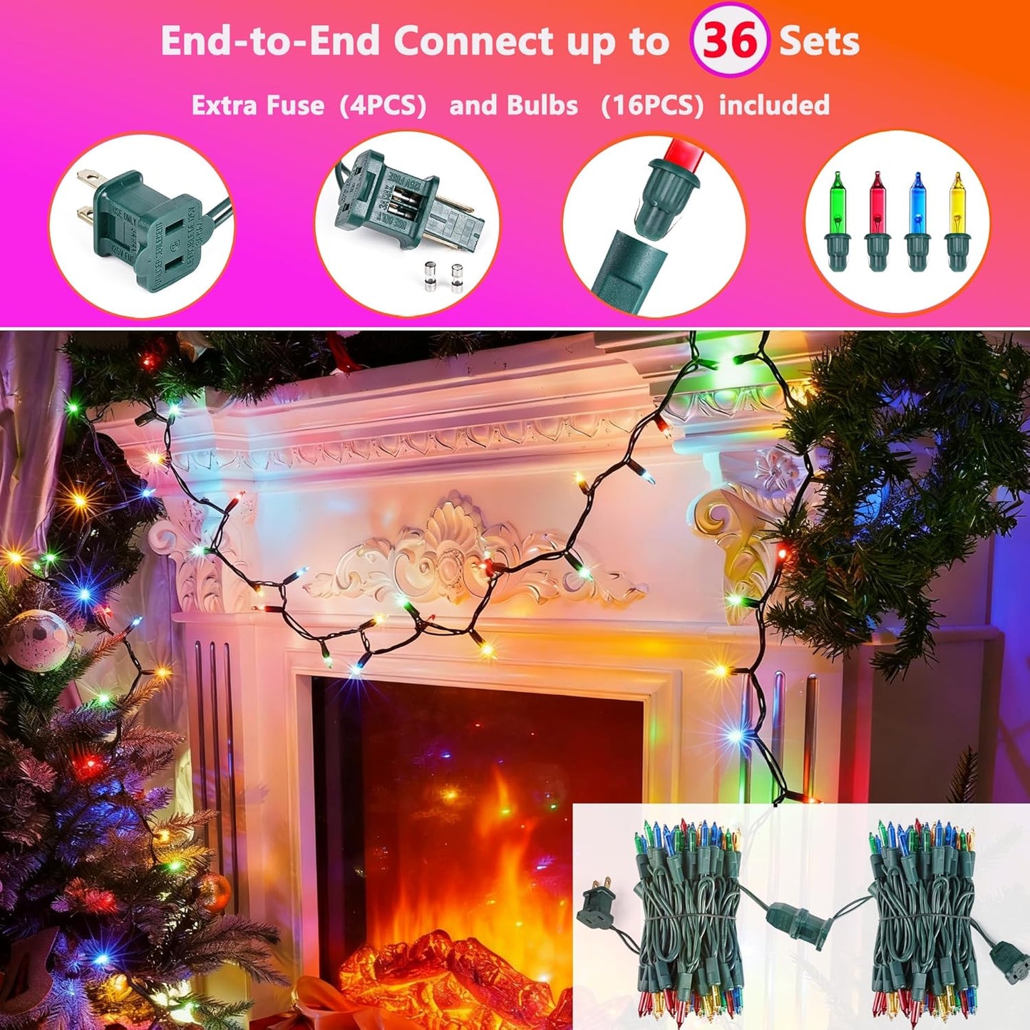 Joomer LED Christmas Lights – Weatherproof String Lights for Patio Dining and Garden Trees, Holiday Outdoor Lighting