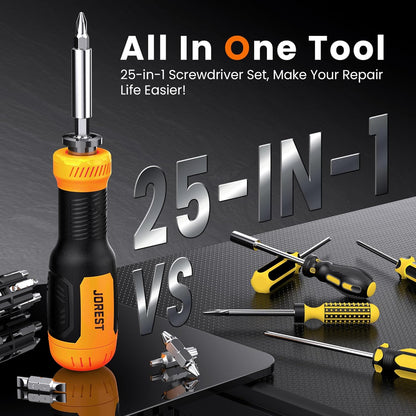 Jorest 25-in-1 Multibit Screwdriver Set – Home Workshop and Garage Repair Tool for Fast Furniture and Appliance Fixes