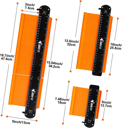 JOREST Connectable Contour Gauge (10+5 Inch) – Tile and Laminate Flooring Layout Tool for Faster, Cleaner Cuts on the Job Site