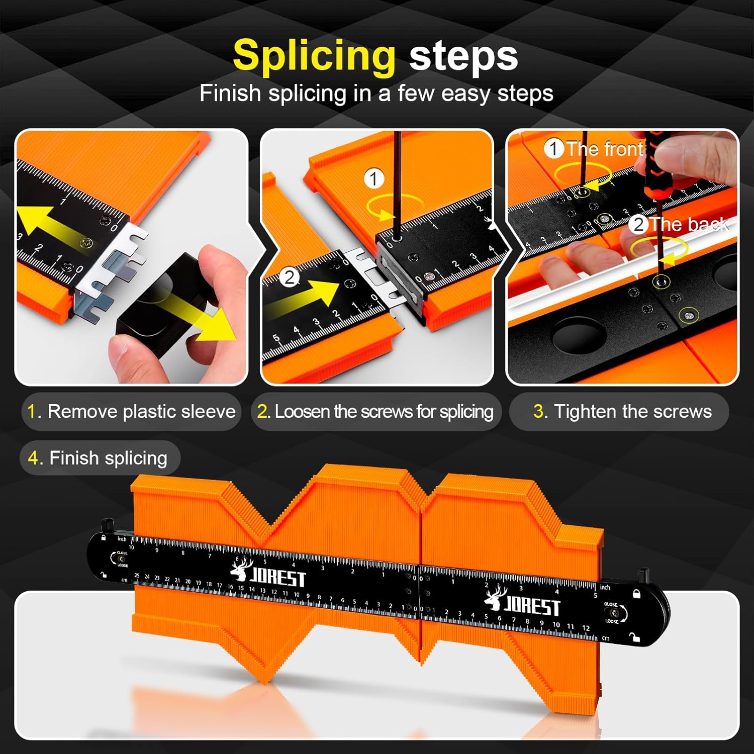 JOREST Connectable Contour Gauge (10+5 Inch) – Tile and Laminate Flooring Layout Tool for Faster, Cleaner Cuts on the Job Site