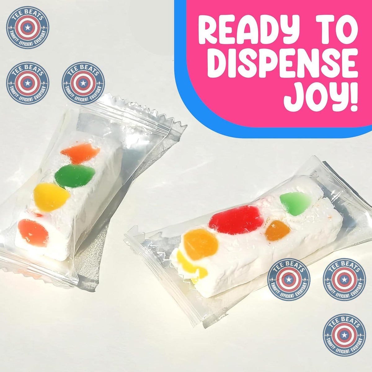 Jujube Nougat Chews - Kids Candy for Lunchboxes and Playroom Snacks, Individually Wrapped 10oz Bag