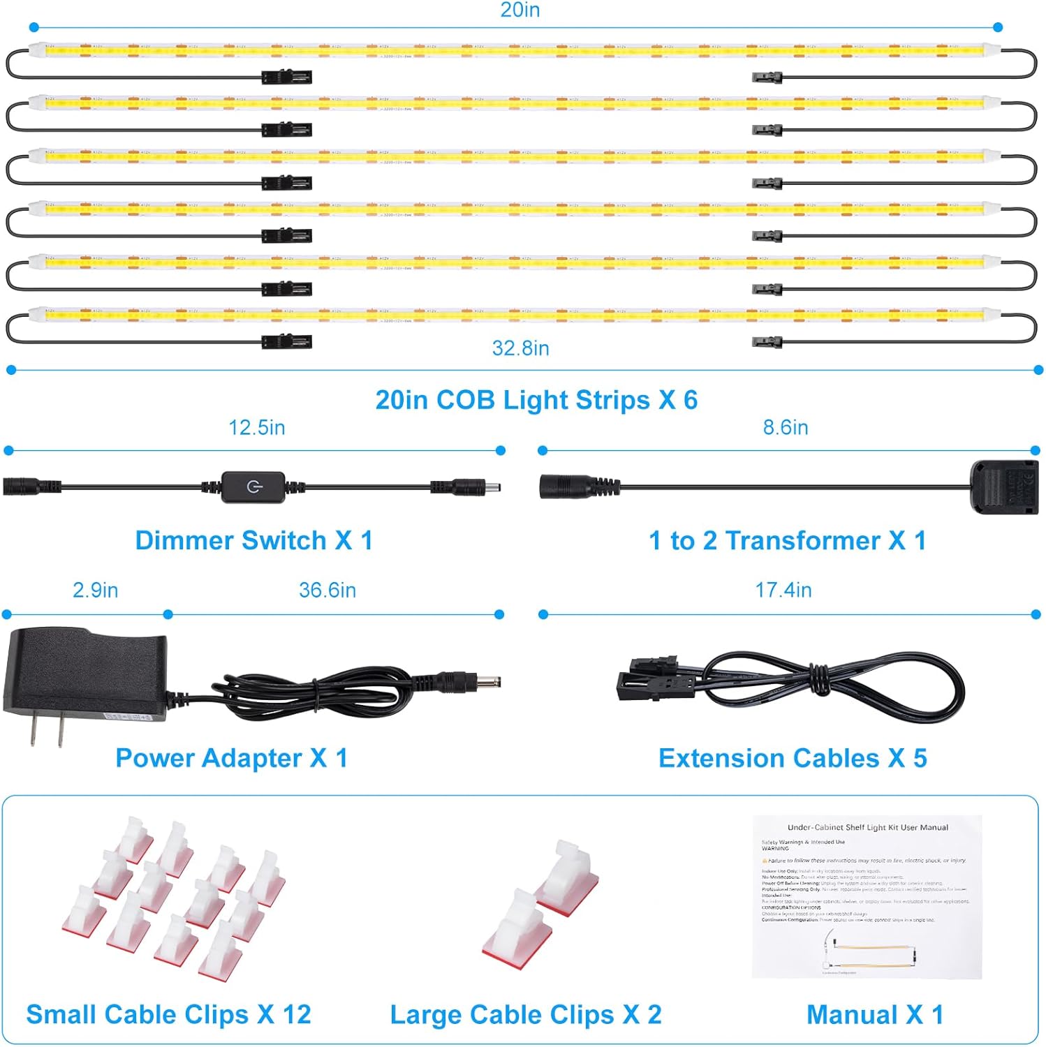 JUSJUBR Ultra-Slim LED Strip Lights for Clutter-Free Cabinets, Concealed Under-Cabinet Lighting in Clean Aluminum