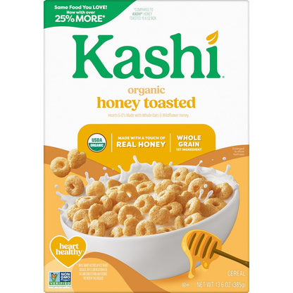 Kashi Organic Whole Grain Cereal – Fiber-Rich Honey Toasted Breakfast for a Nourishing Morning, 13.6oz