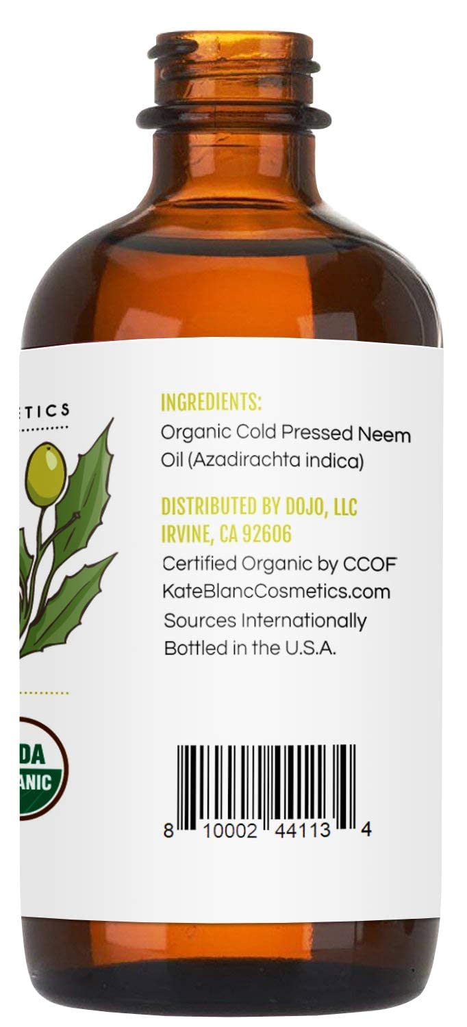 Kate Blanc Cosmetics Neem Oil for Skin, Hair & Face – Camp and Patio Bug Spray for Clothing and Boots in Wooded Areas
