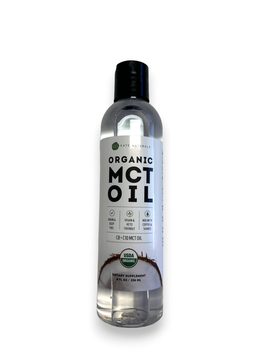 Kate Naturals MCT Oil – Home Office Focus Fuel, Quick-Absorbing C8 C10 for Clean Sustained Energy