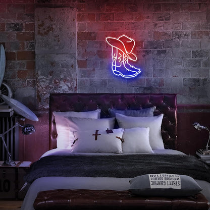 Kavaas Cowboy Boot Neon Sign – Christmas Gift Idea for Rodeo and Cowboy Enthusiasts, Western Bedroom and Game Room Accent Light