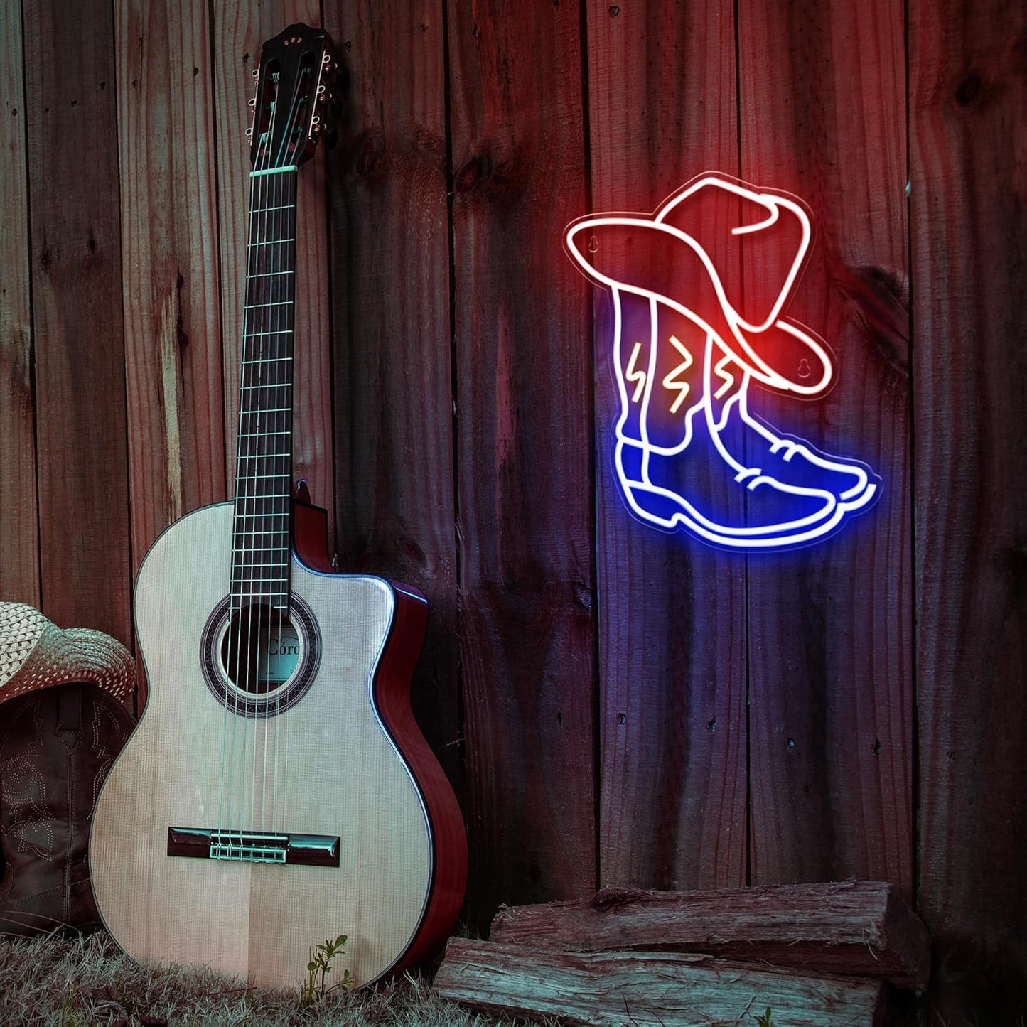 Kavaas Cowboy Boot Neon Sign – Christmas Gift Idea for Rodeo and Cowboy Enthusiasts, Western Bedroom and Game Room Accent Light