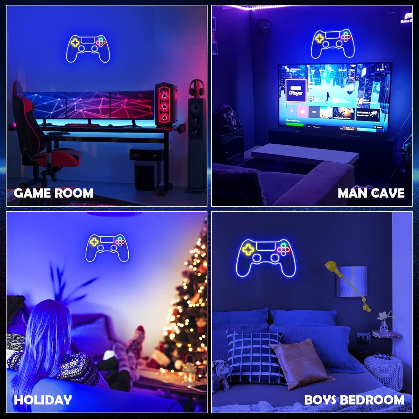 Kavaas Gamer Neon Sign – Safe Cool to Touch LED Light for Kids Bedroom and Playroom, Gamepad Wall Decor