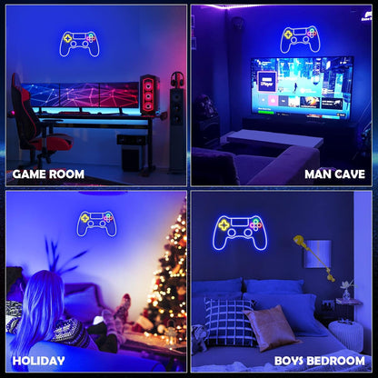 Kavaas Gamer Neon Sign – Safe Cool to Touch LED Light for Kids Bedroom and Playroom, Gamepad Wall Decor