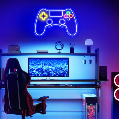 Kavaas Gamer Neon Sign – Safe Cool to Touch LED Light for Kids Bedroom and Playroom, Gamepad Wall Decor
