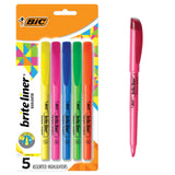BIC Brite Liner Highlighters Chisel Tip – Semester-Long Note-Taking System for High School and College, Chisel Tip Broad and Fine