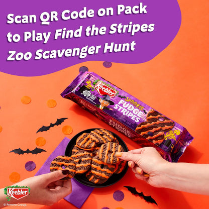Keebler Spookie Fudge Stripes Cookies – Halloween Party Treat for Kids' Tables and Classroom Goodie Bags, 9.5 oz