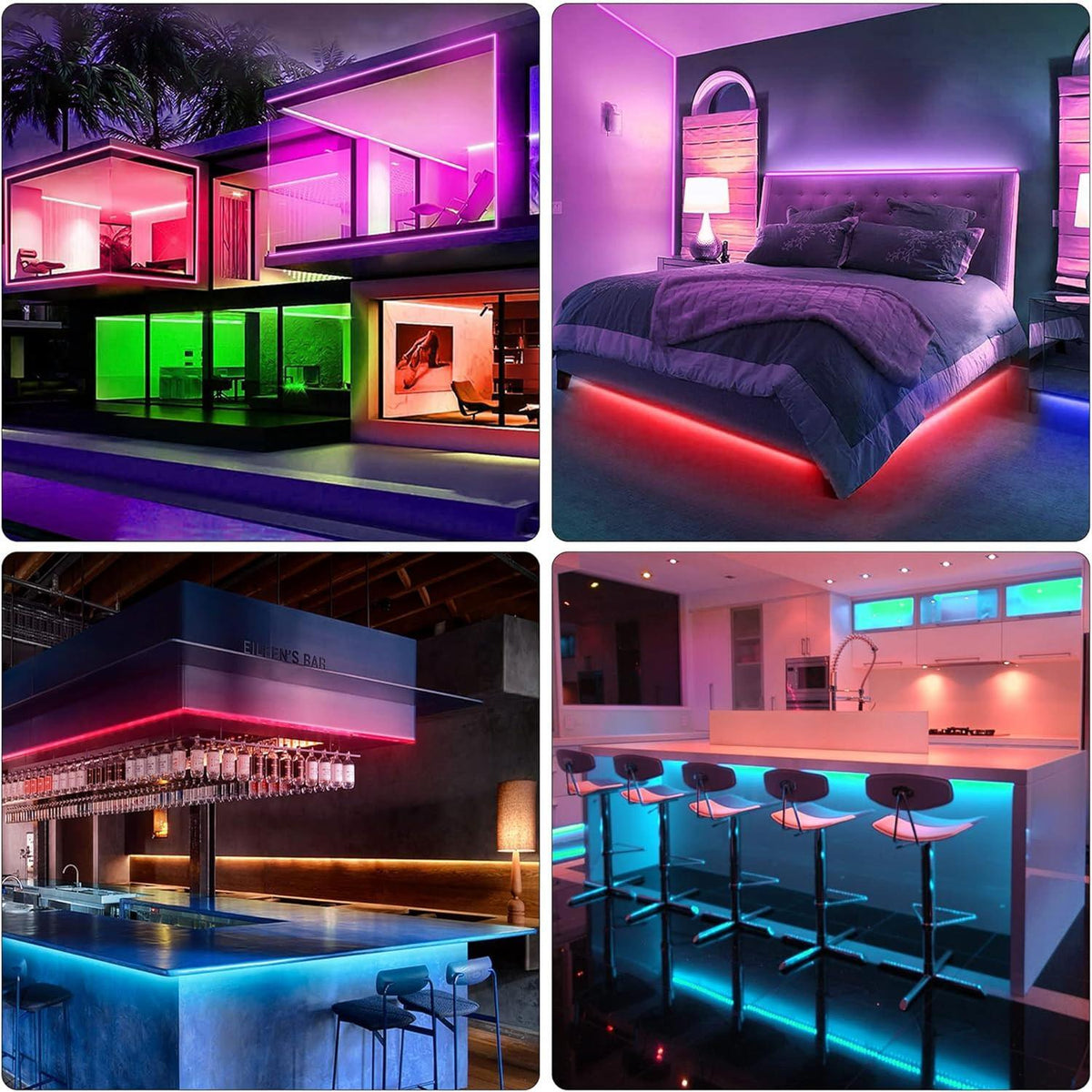 KEELIXIN RGB LED Light Strip 100ft Bluetooth Music Sync App Controlled Home Decor for Ceilings and Accent Walls