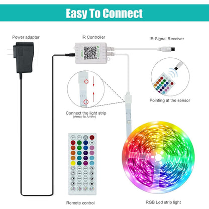 KEELIXIN RGB LED Light Strip 100ft Bluetooth Music Sync App Controlled Home Decor for Ceilings and Accent Walls