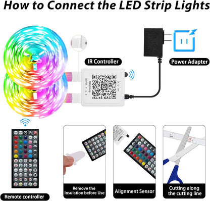 KeepEvol 150ft RGB LED Strip Lights – Ambient Bedroom & Living Room Decor with 16M Colors and Music Sync