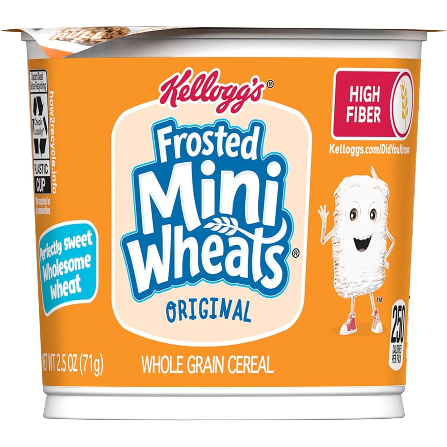 Kellogg's Frosted Mini-Wheats Cereal Cups – Desk-Friendly Office Snack for Sustained Focus, 12-Pack