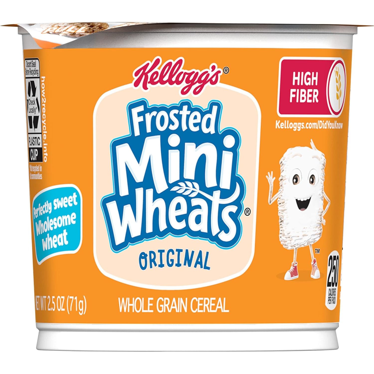 Kellogg's Frosted Mini-Wheats Cereal Cups – Desk-Friendly Office Snack for Sustained Focus, 12-Pack