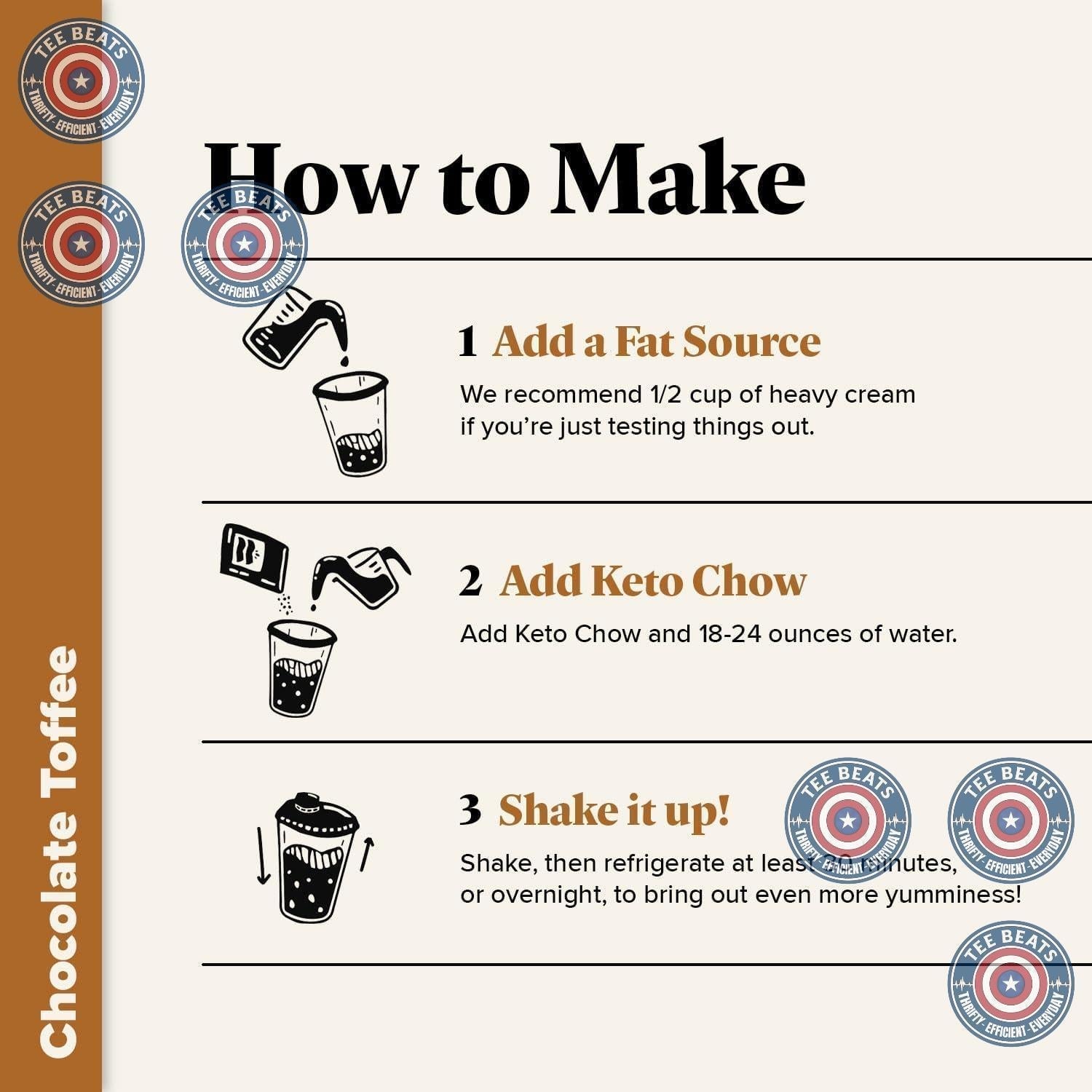 Keto Chow Chocolate Toffee Shake Powder – Quick Keto Meal Replacement for Focused Home Office Workdays