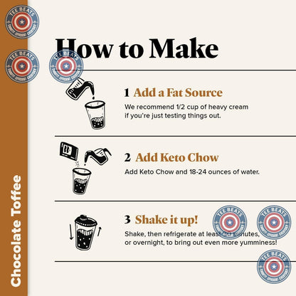 Keto Chow Chocolate Toffee Shake Powder – Quick Keto Meal Replacement for Focused Home Office Workdays