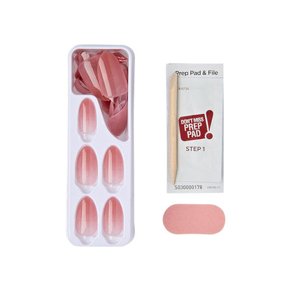 KISS imPRESS No Glue Press On Nails – Serenity Medium Pink for the Curated Vanity, Crafted Almond Nude Manicure