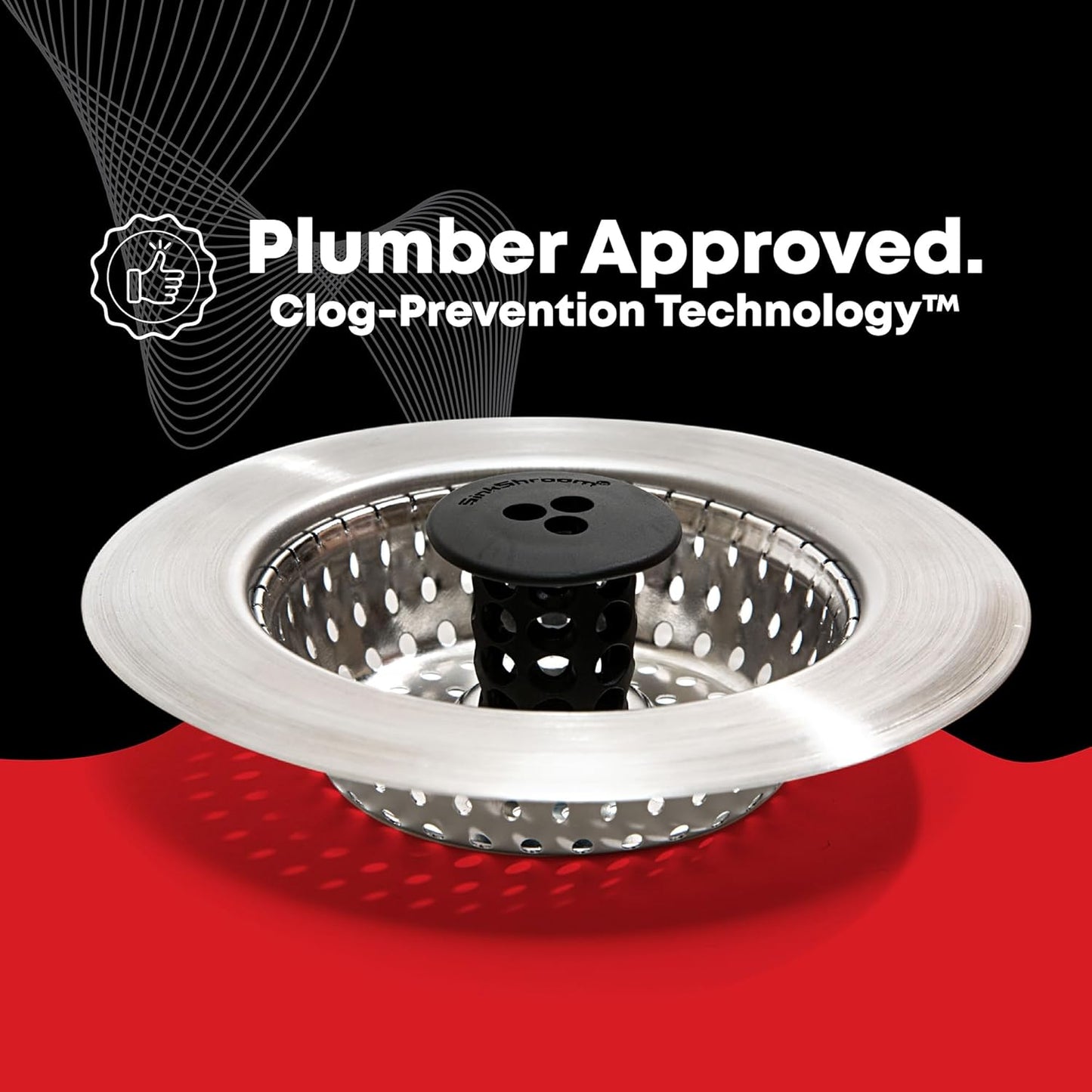 Kitchen SinkShroom Chrome Gray Drain Strainer for Less-Is-More Kitchens, Tool-Free Drop-In