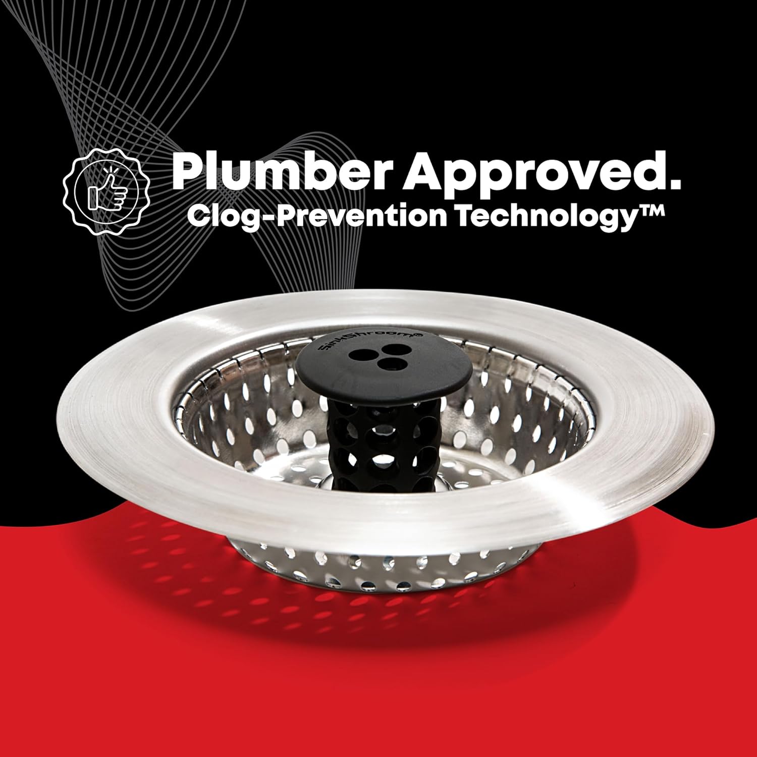 Kitchen SinkShroom Chrome Gray Drain Strainer for Less-Is-More Kitchens, Tool-Free Drop-In