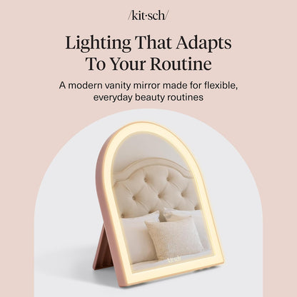 Kitsch Arch Vanity Mirror – Uncluttered Desk Accessory with Cordless LED Design, Clean-Lined Minimalist Mirror