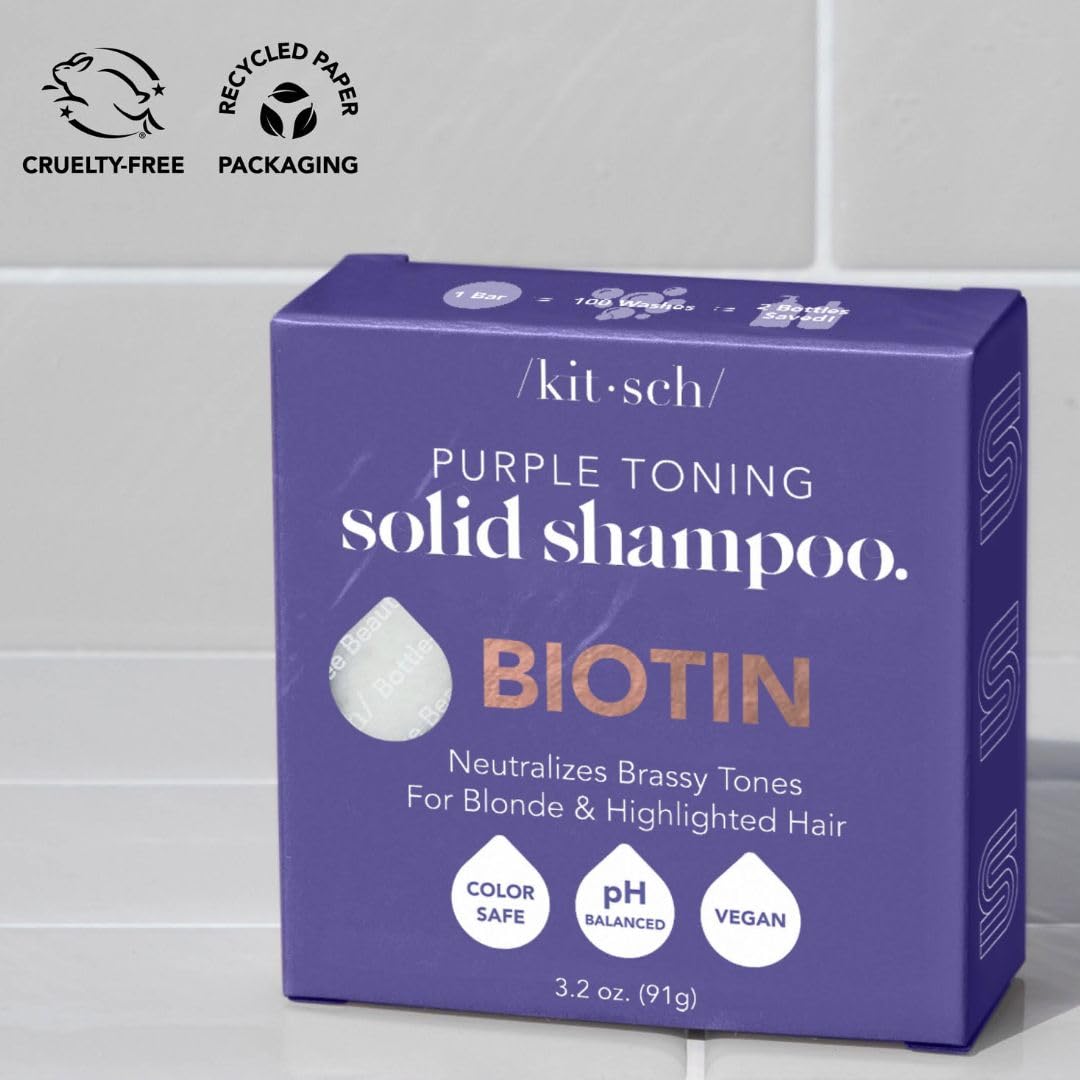 Kitsch Biotin Purple Shampoo Bar – Evening Haircare Ritual for Color-Treated Blonde, Sulfate-Free Cleanse