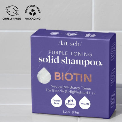 Kitsch Biotin Purple Shampoo Bar – Evening Haircare Ritual for Color-Treated Blonde, Sulfate-Free Cleanse