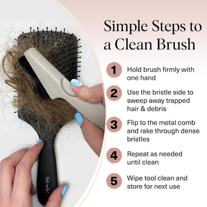 Kitsch Brush Cleaning Tool – Mindful Vanity Essential for Bedtime Beauty Routine, Stress-Free Hair Care
