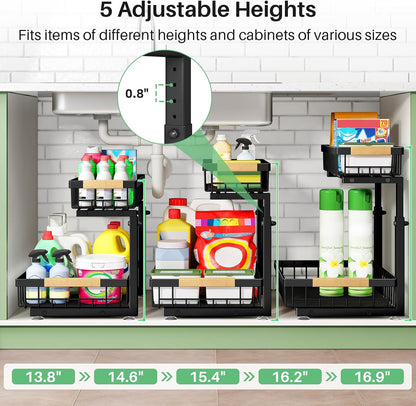 Kitstorack Under Sink Sliding Storage Rack for Efficient Home Office Routines, Heavy-Duty Bathroom Cabinet Organizer