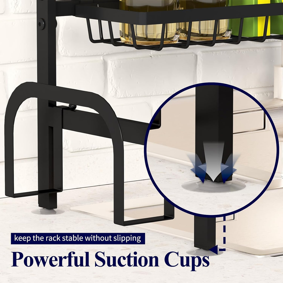 Kitsure 2-Tier Over The Sink Drying Rack with 3 Baskets & 5 Hooks | Statement Storage Piece for Modern Kitchens, Black