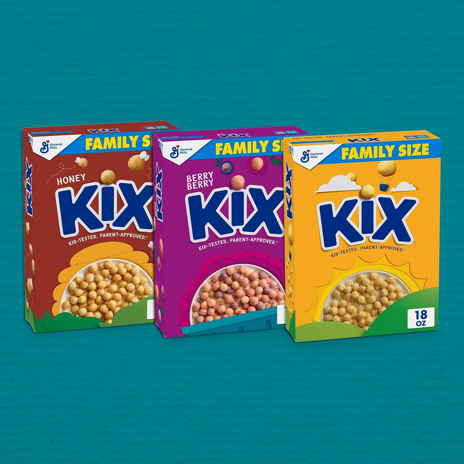Kix Whole Grain Breakfast Cereal – Kid Tested Lunchbox Add-In for Picky Eaters, 18 oz